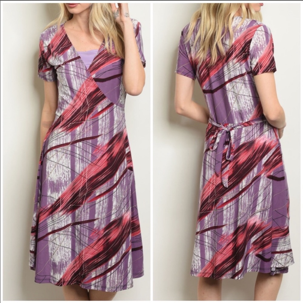 NEW‼️LAVENDER BURGUNDY MIDI - dress - Picture 1 of 3